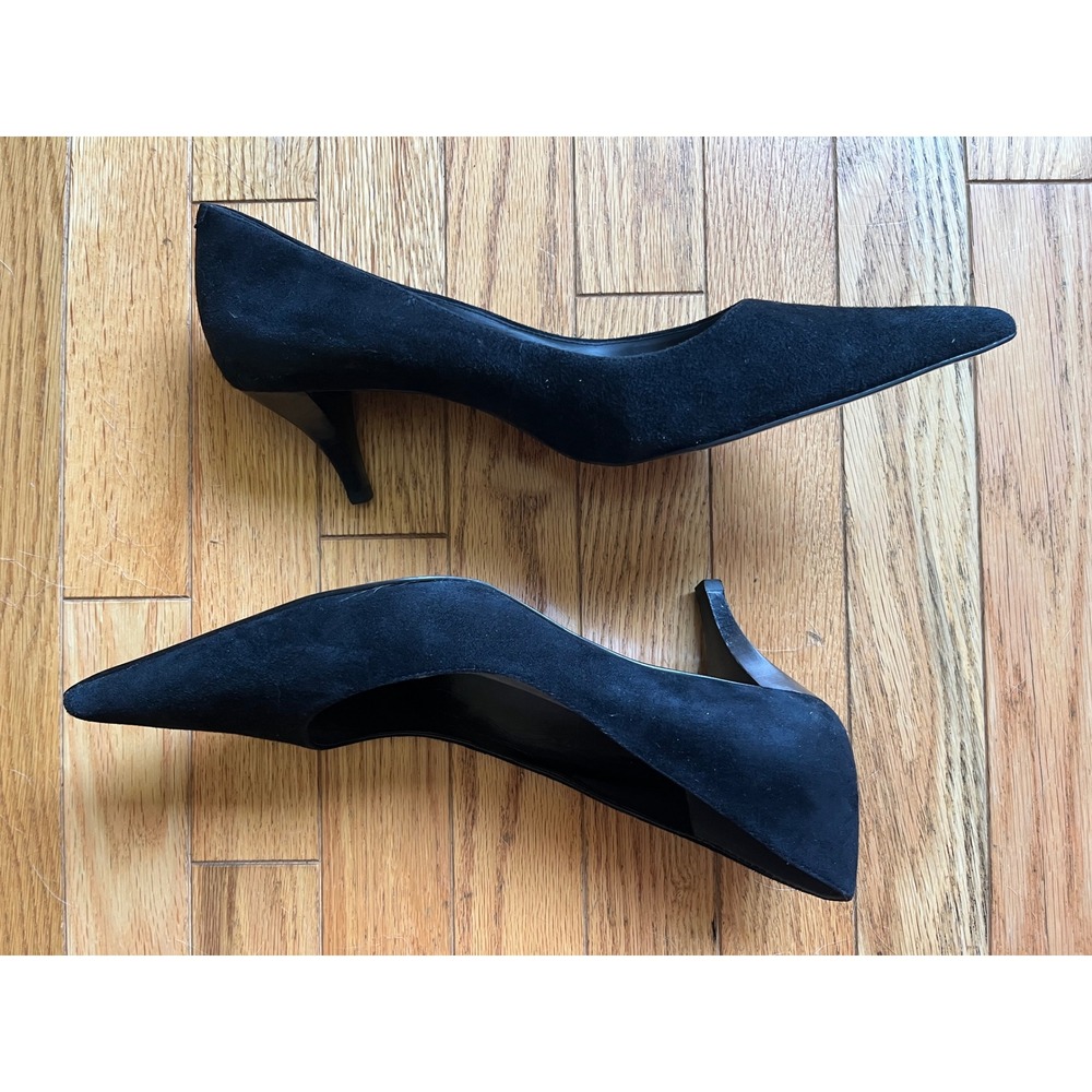 Bandolino Boberry Black Suede Pointed Toe Kitten Heel Pumps 10M Officecore Chic - Picture 4 of 6